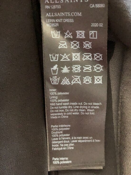 All Saints Lerin Women Black Asymmetric Midi Maxi Dress Size M Pleated Metallic - Picture 10 of 14